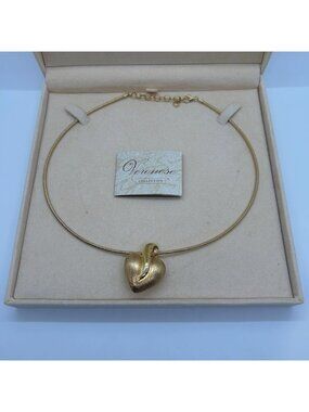 18K Gold Vermeil Sterling Silver Necklace Heart Omega Veronese Reversible 19.69g